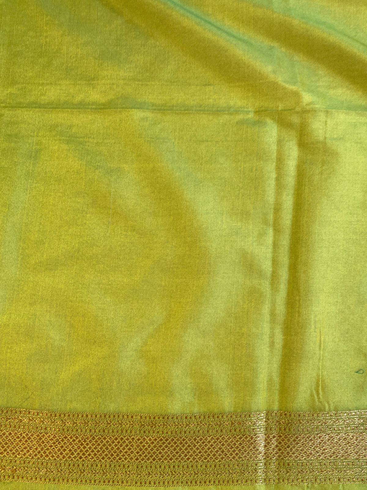 Light Green Semi Katan Brocade Silk Saree, With Unstiched Blouse