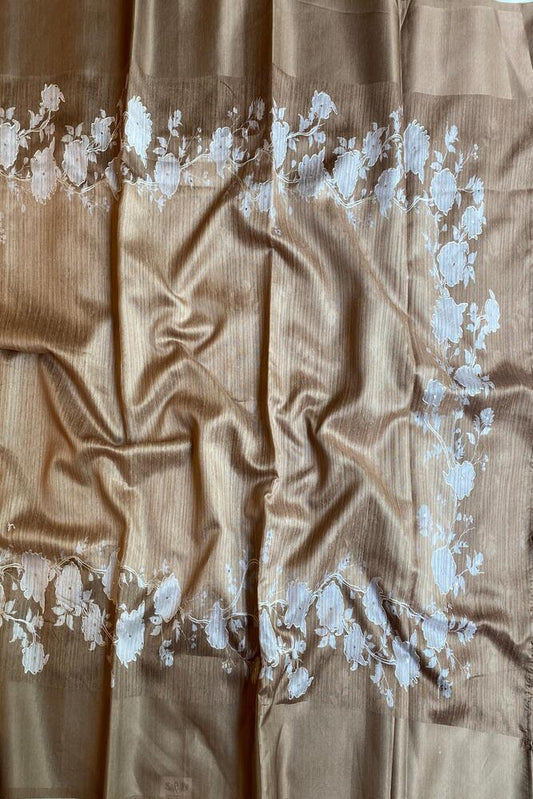 Beige Budget Friendly Ghicha Tussar Saree, With Unstiched Blouse