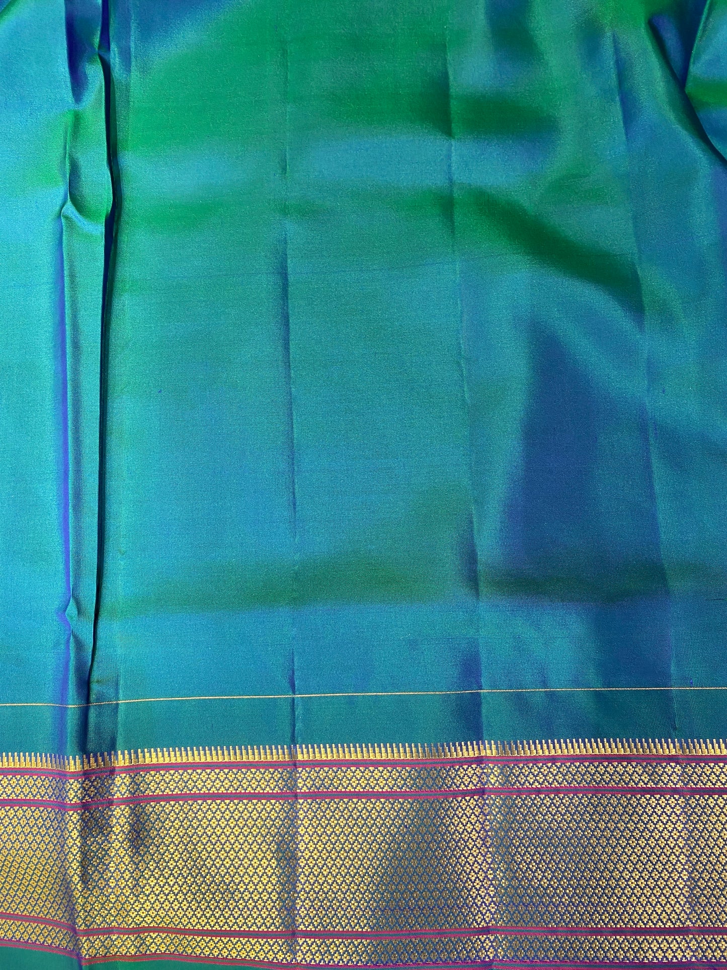 Blue & Green Paithani Silk Saree, Multi Colour Weaving, With Unstiched Blouse