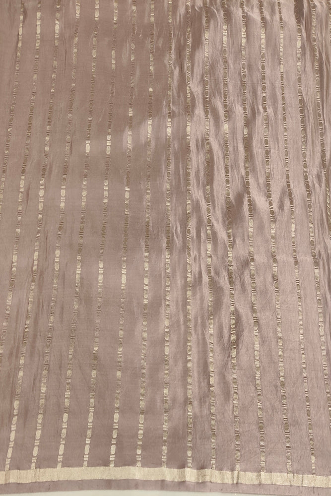 Mauve Mashru Silk Banarasi Handloom Saree, With Unstiched Blouse