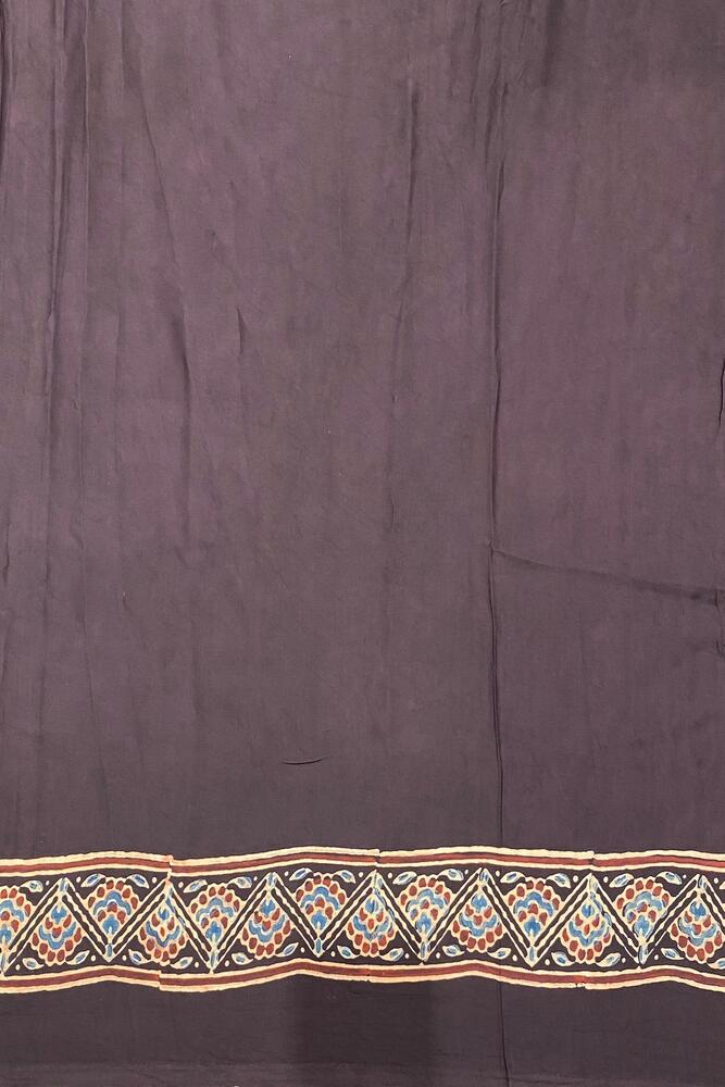 Black Pure Modal Silk Ajrakh Printed Saree With Unstiched Blouse