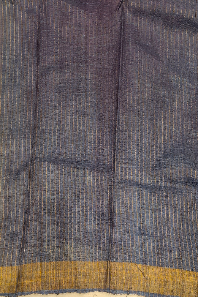 Light Grey Tussar Kalamkari Printed Work Saree, With Unstiched Blouse