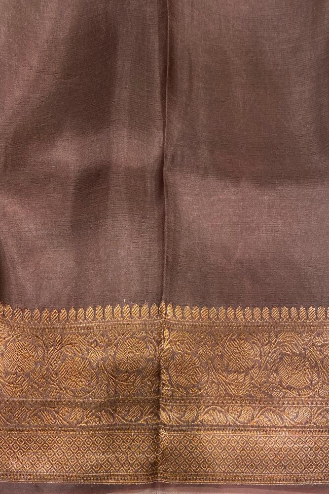 Forest Green Kora Banarasi Silk Saree, With Unstiched Blouse