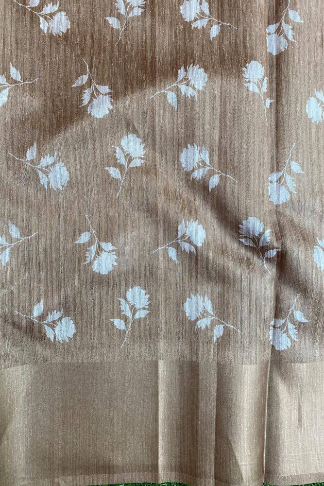Beige Budget Friendly Ghicha Tussar Saree, With Unstiched Blouse