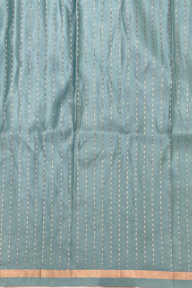 Light Blue Mashru Silk Banarasi Handloom Saree, With Unstiched Blouse