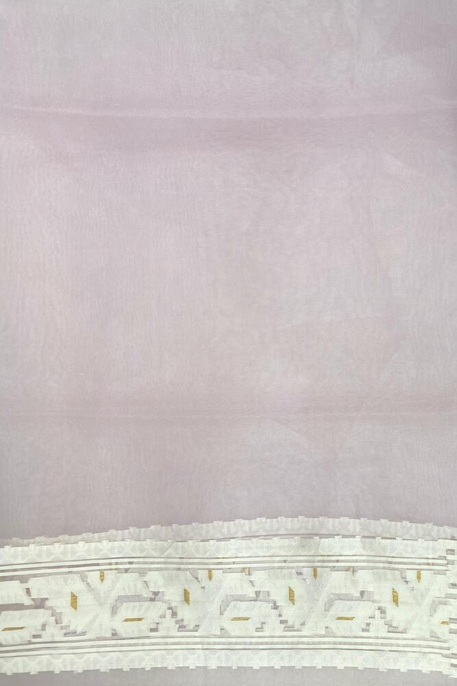 Lavender Muslin Jamdani Saree, With Unstiched Blouse