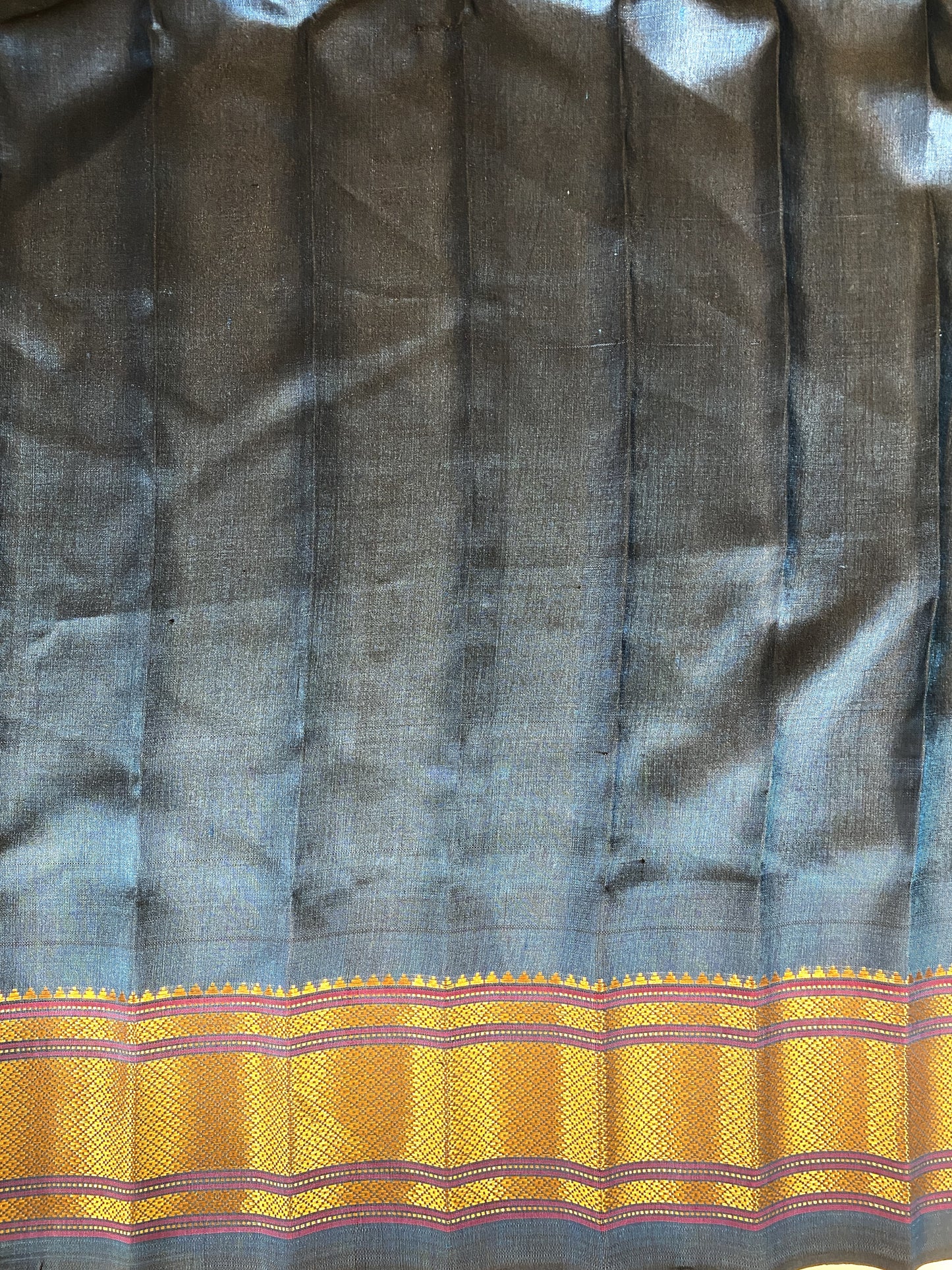 Indigo Blue Gadwal Silk Sarees With Unstiched Blouse