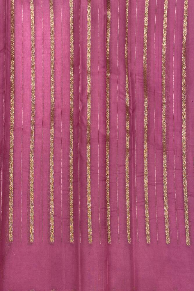 Purple Brocade Kora Banarasi Silk Saree, With Unstiched Blouse