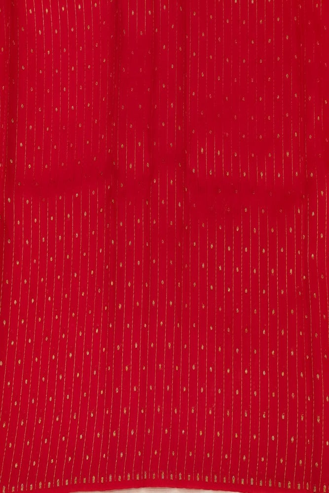 Red Brocade Kora Banarasi Silk Saree, With Unstiched Blouse