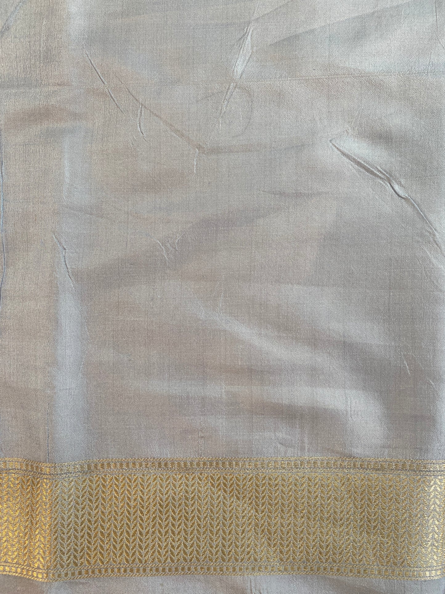 Light Blue Semi Katan Brocade Silk Saree, With Unstiched Blouse