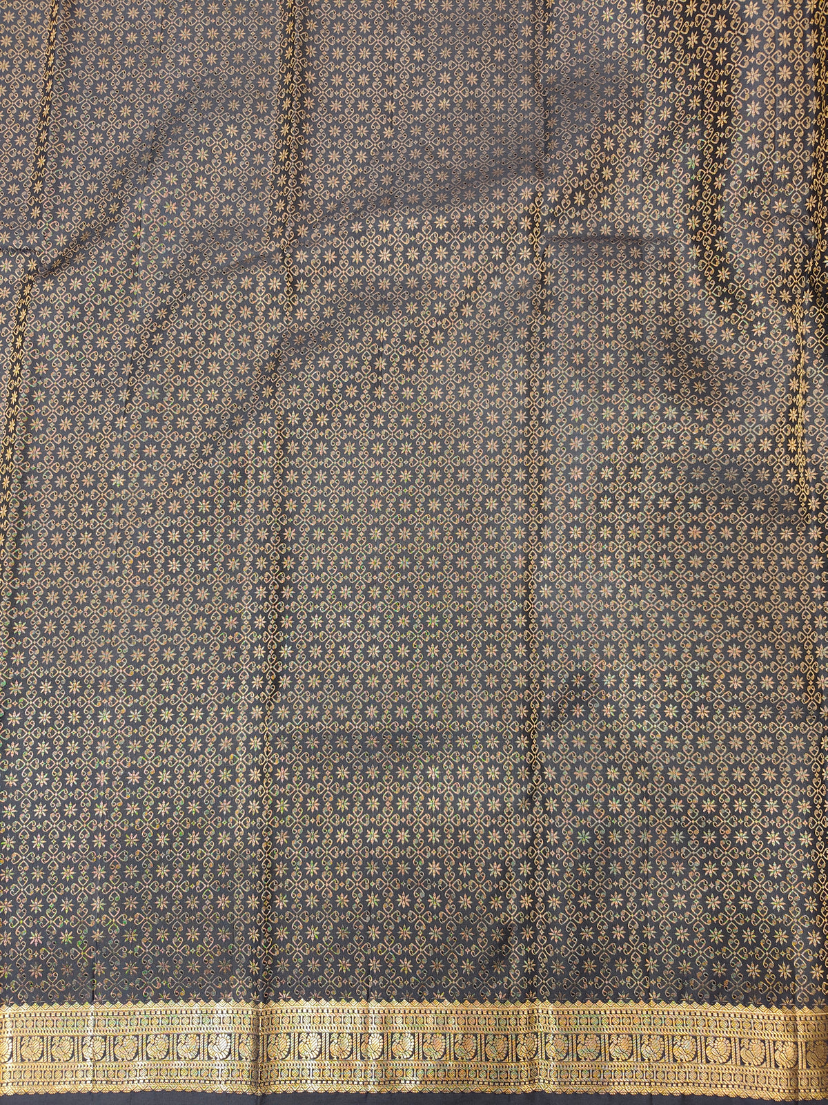 Black Pure Kanjeevaram Silk Saree, With Unstiched Blouse