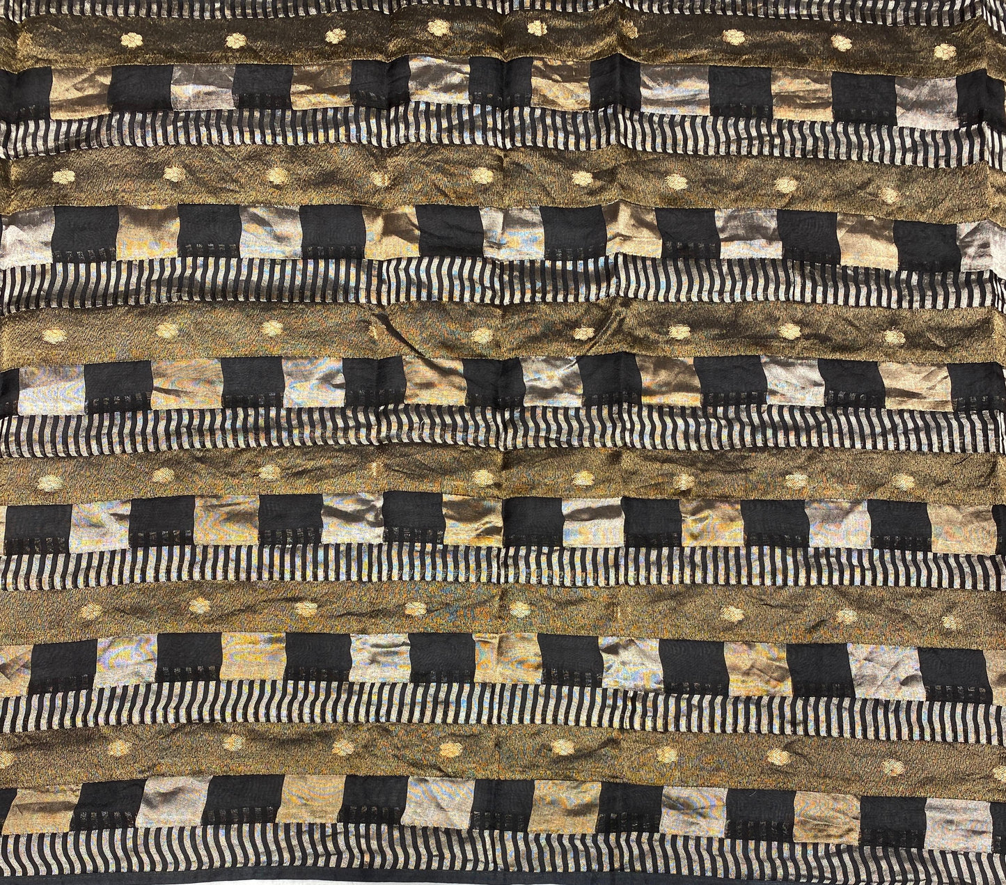 Black Munga Banarasi Silk Mirror Work Saree, With Unstiched Blouse