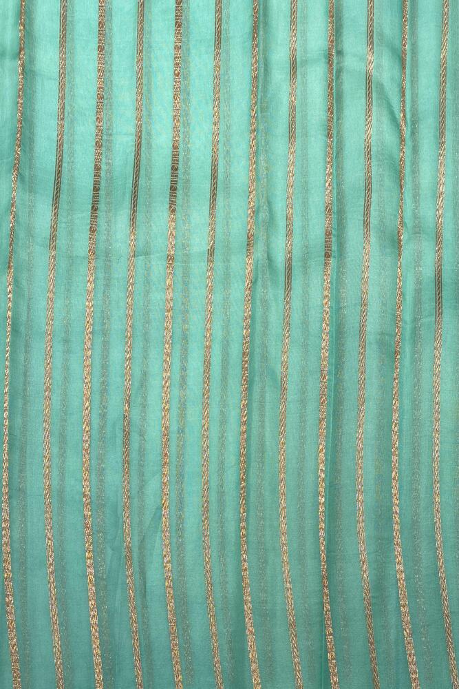 Firozi Brocade Kora Banarasi Silk Saree, With Unstiched Blouse