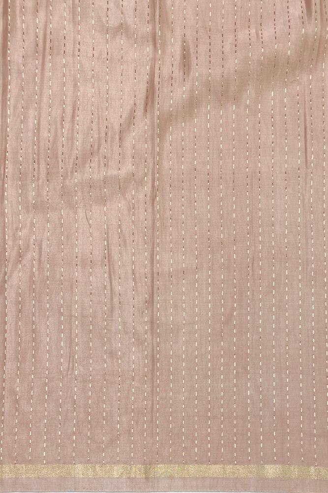 Peach Beige Mashru Silk Banarasi Handloom Saree, With Unstiched Blouse