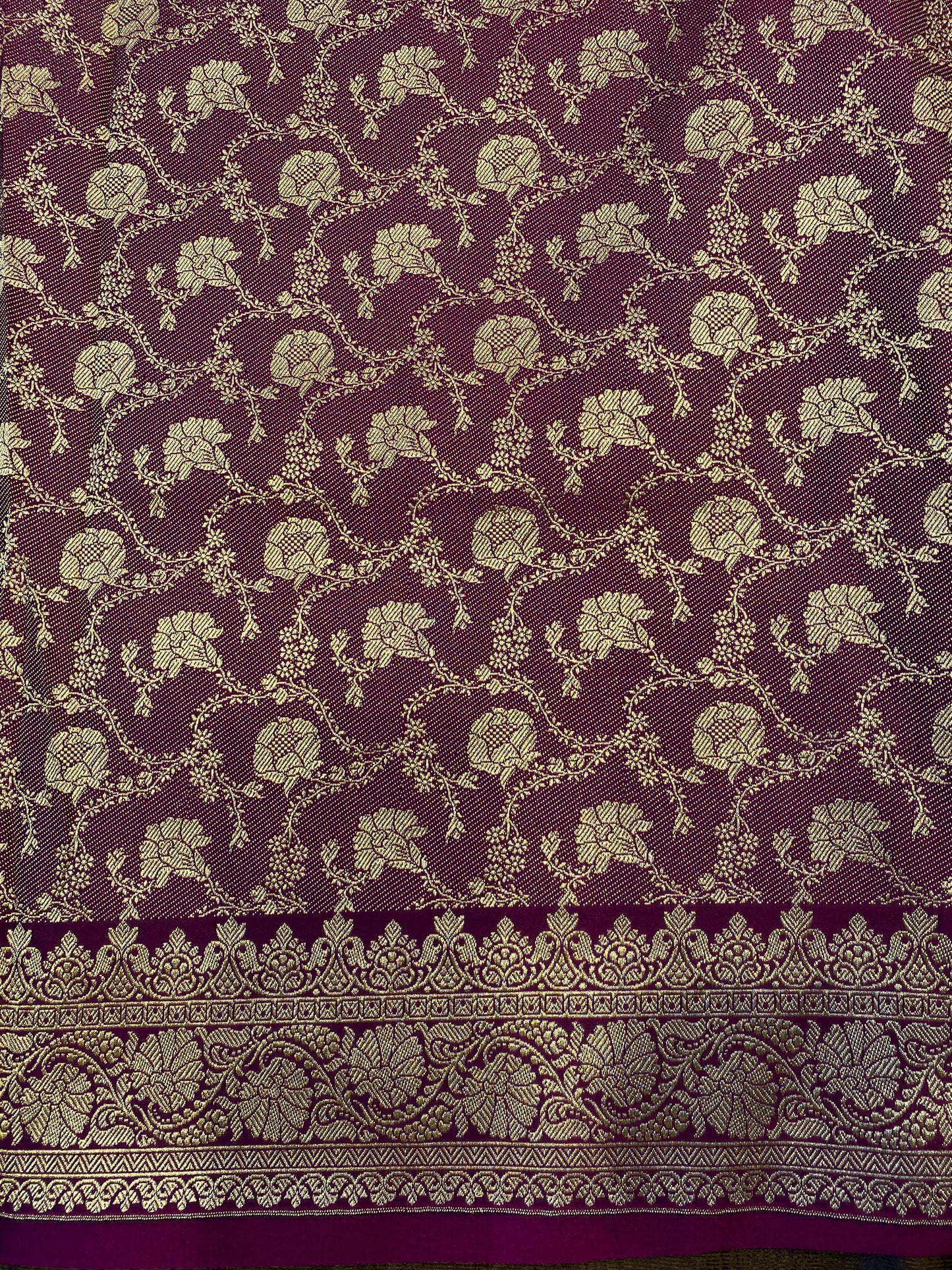Deep Purple Semi Mashru Katan Silk Saree, With Unstiched Blouse
