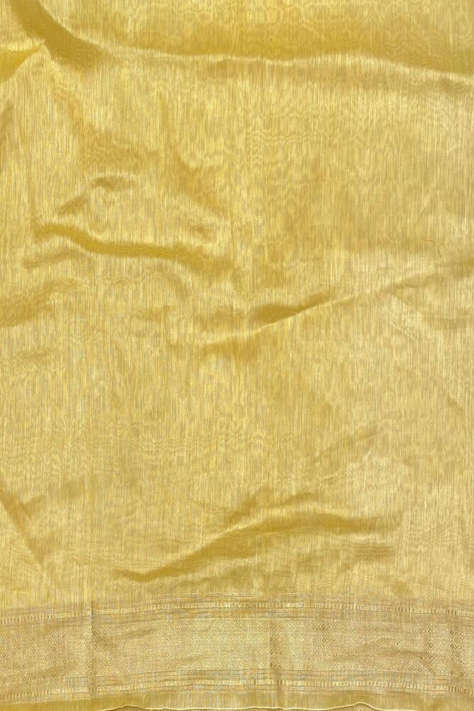 Yellow Pure Linen Kashmiri Work Saree With Unstiched Blouse