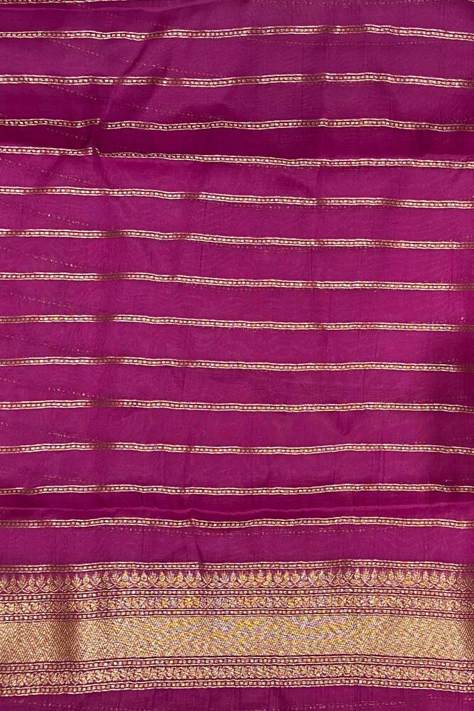 Deep Purple Brocade Kora Banarasi Silk Saree, With Unstiched Blouse