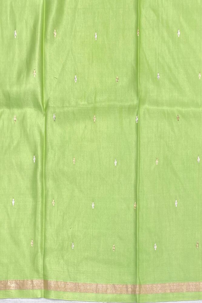 Light Green Mashru Silk Banarasi Handloom Saree, With Unstiched Blouse