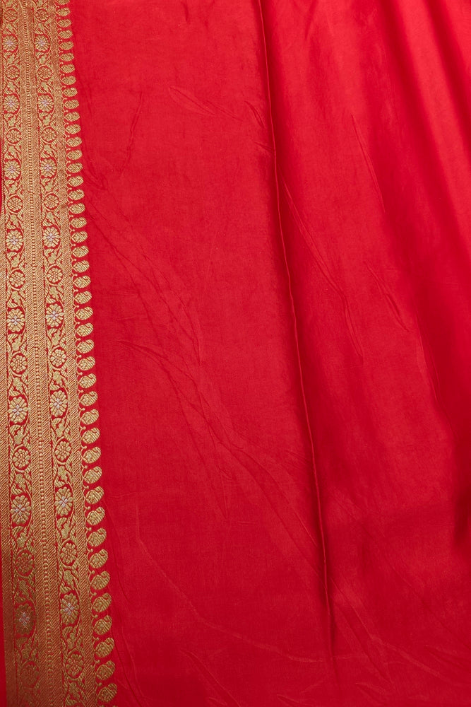 Red Semi Mashru Silk Sarees With Unstiched Blouse