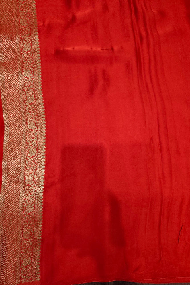 Red Semi Mashru Silk Sarees With Unstiched Blouse