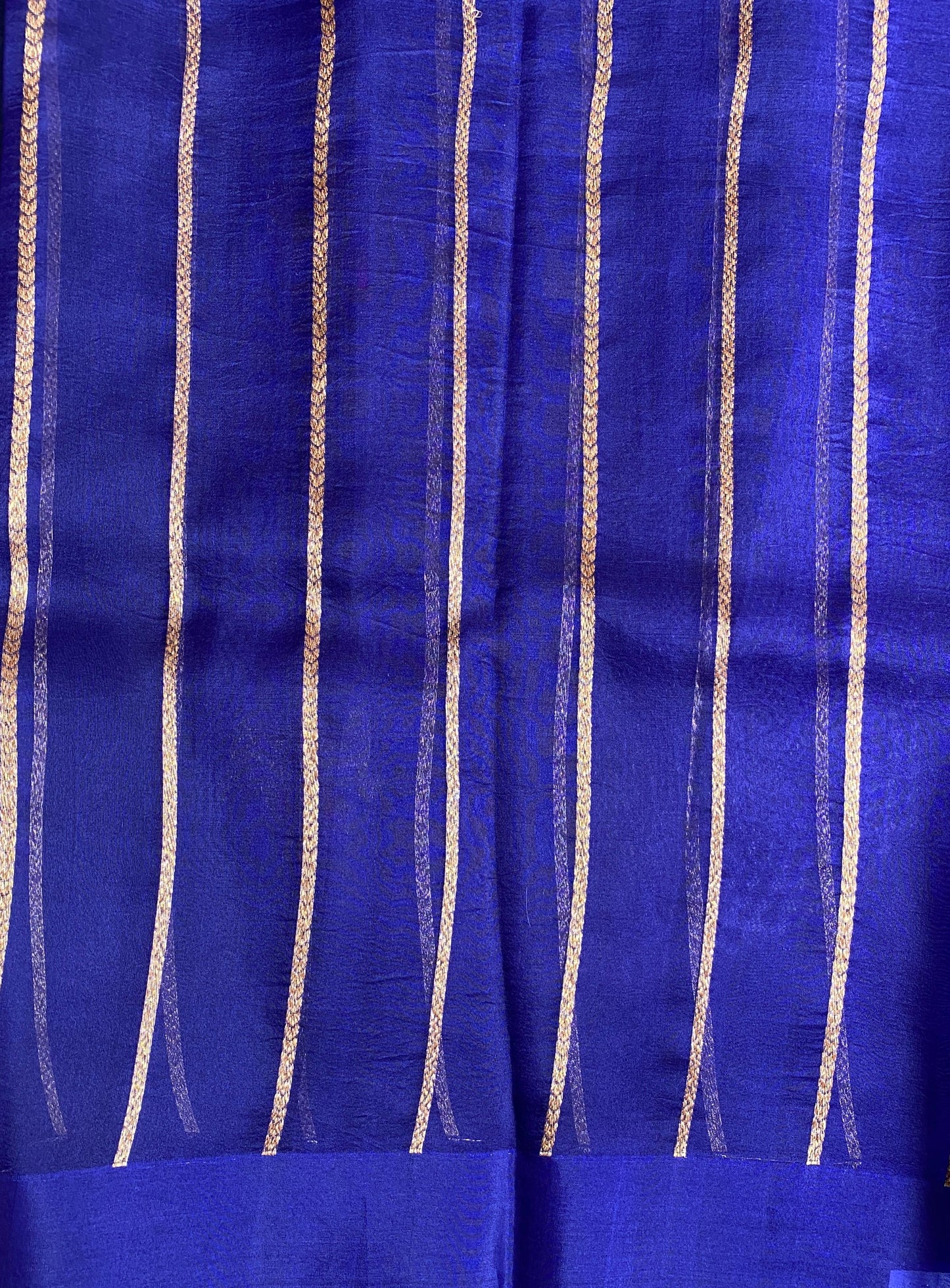 Purple Blue Kora Banarasi Silk Saree, With Unstiched Blouse