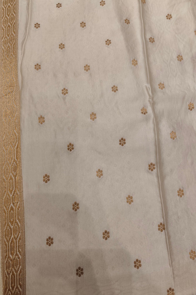 Off-White Semi Mashru Silk Sarees With Unstiched Blouse