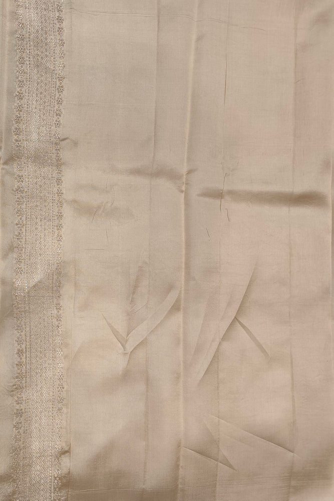 Off-White Chiniya Silk Saree Hand Woven Butas, With Unstiched Blouse