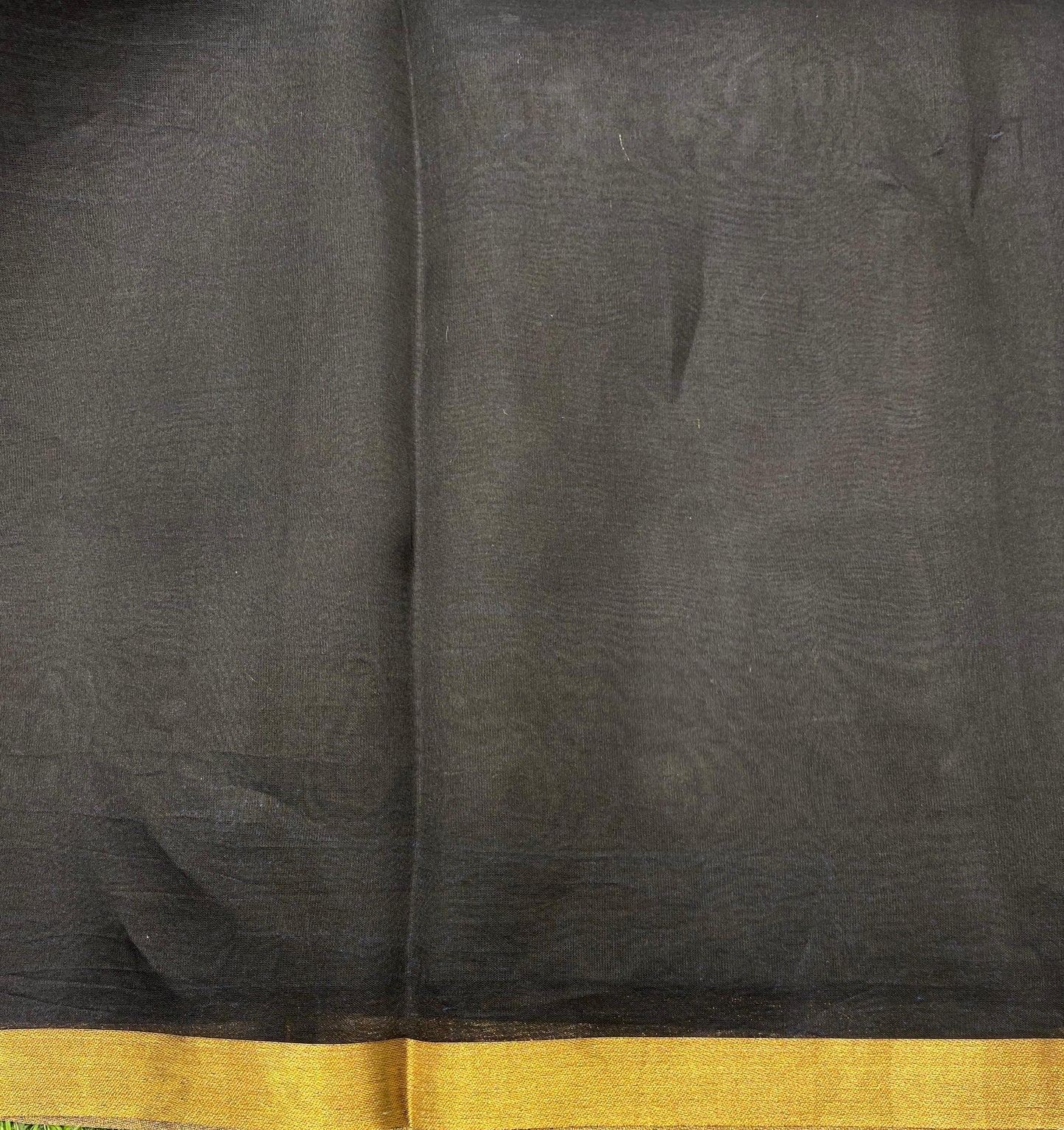 Golden Copper Organza Banarasi Printed Border Saree, With Unstiched Blouse