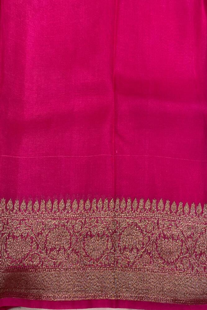 Navy Blue Kora Banarasi Silk Saree, With Unstiched Blouse