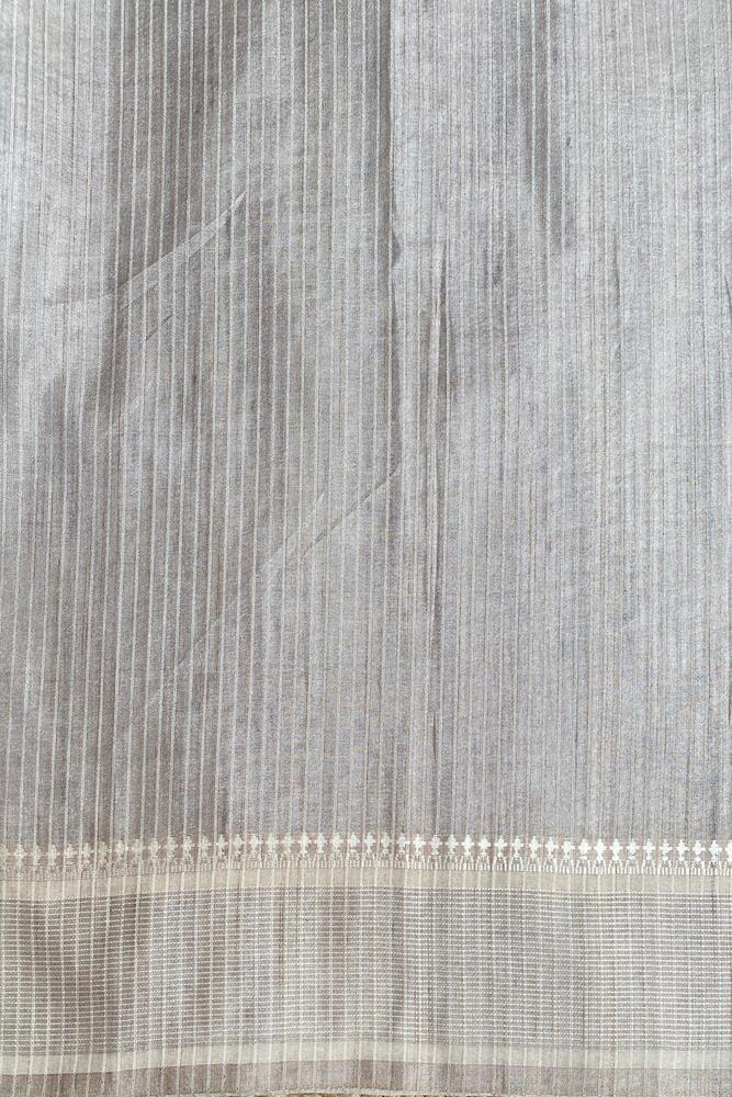 Blue Tussar Cotton Resham Work Saree, With Unstiched Blouse
