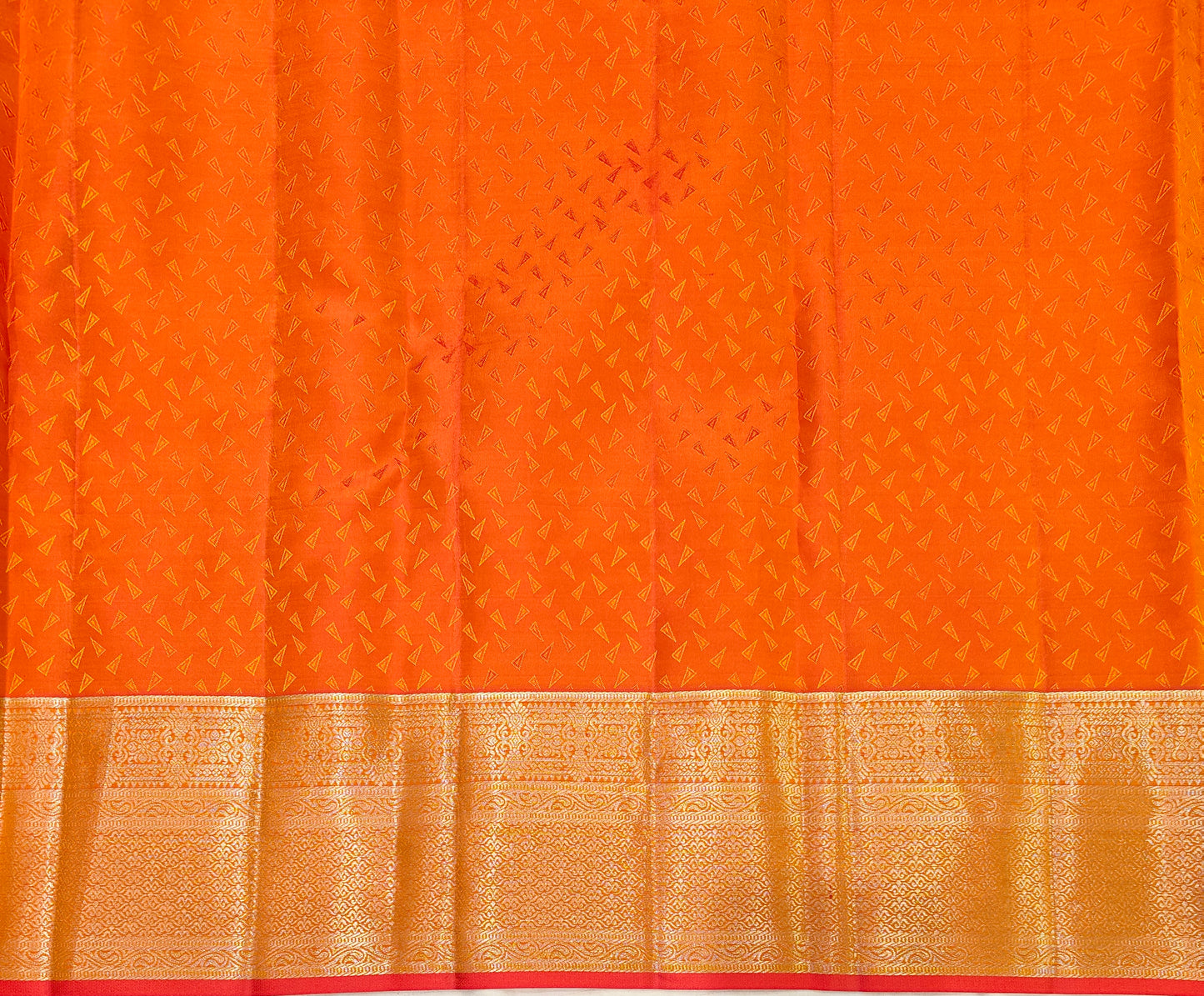 Orange Pure Kanjeevaram Silk Saree, With Unstiched Blouse