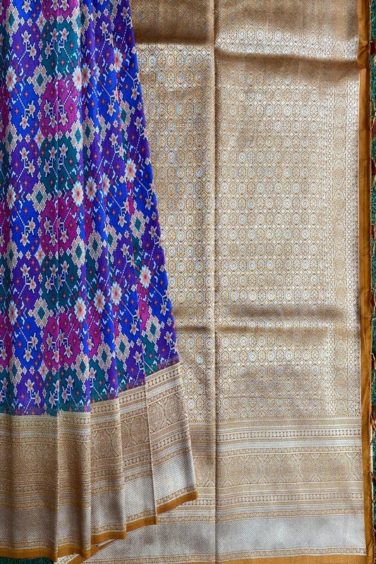 Multi Budget Friendly Katan Patola Saree, With Unstiched Blouse