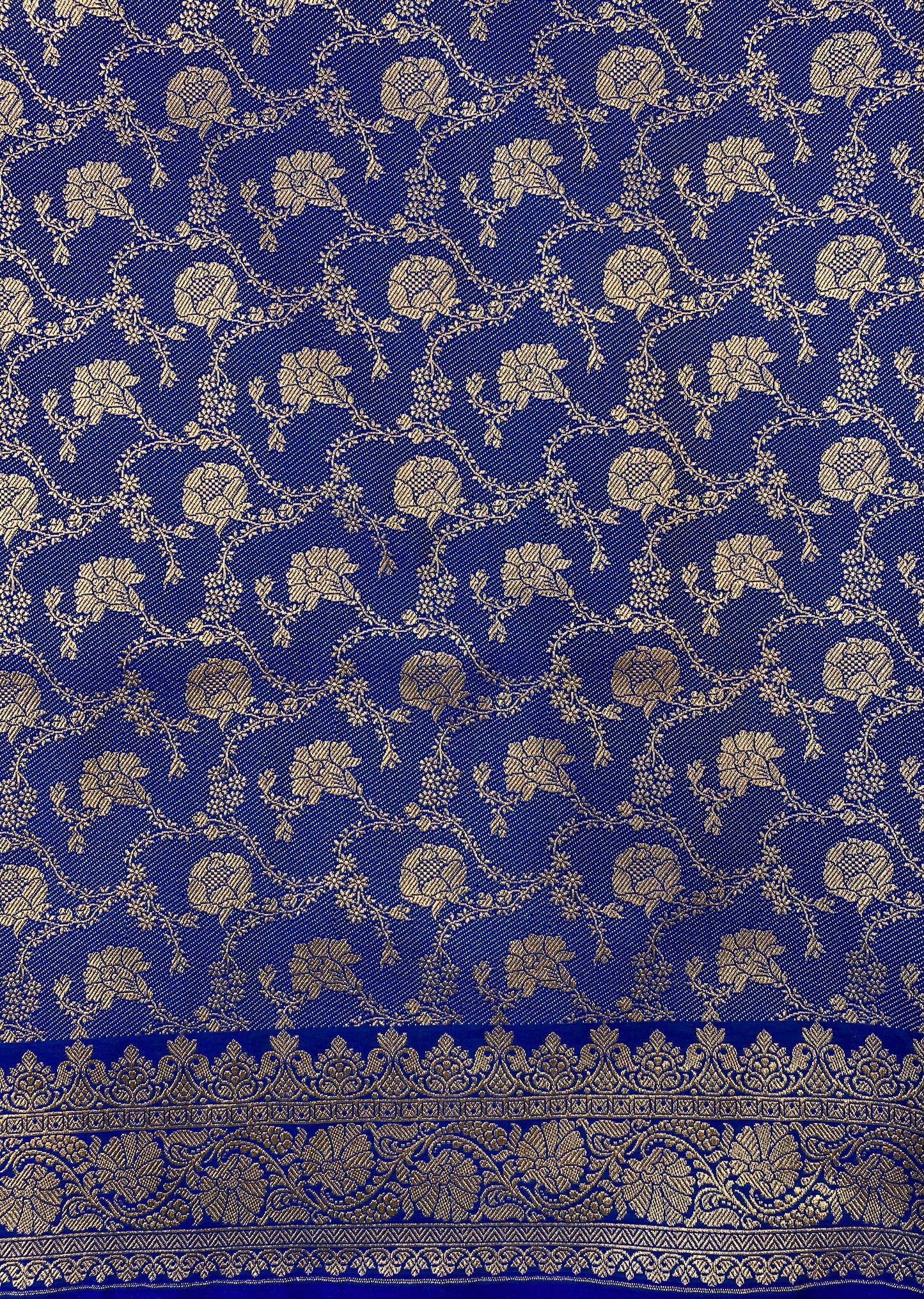 Indigo Blue Semi Mashru Katan Silk Saree, With Unstiched Blouse