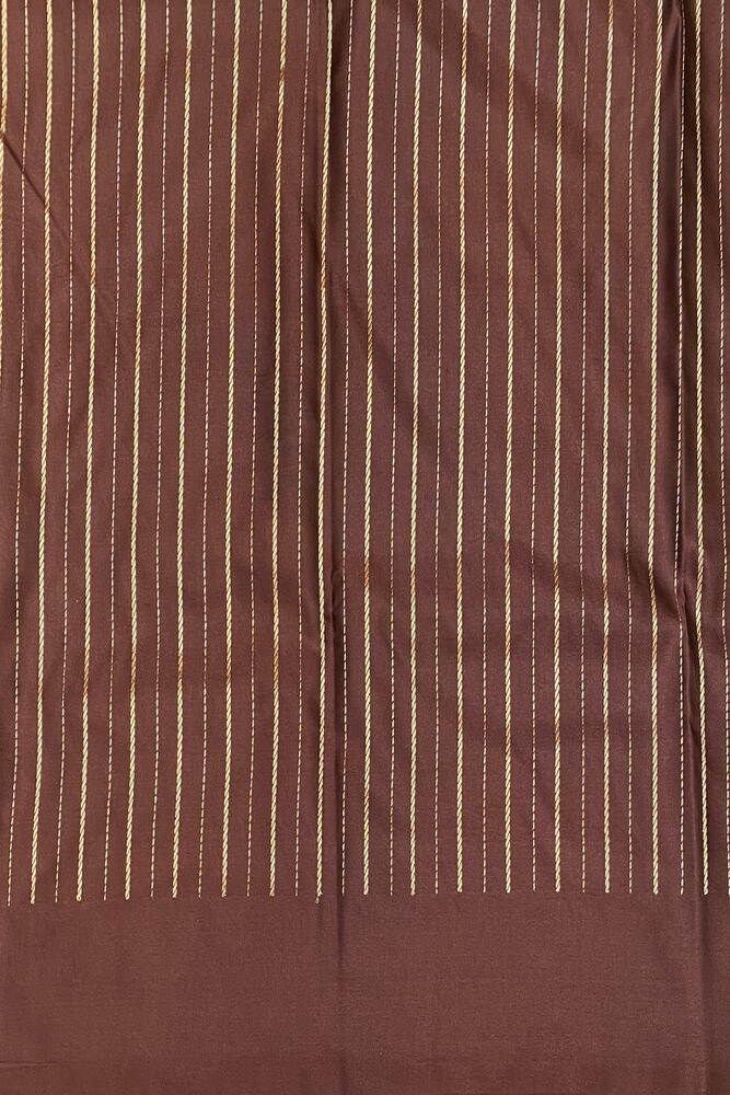 Chocolate Brown Mashru Silk Banarasi Handloom Saree, With Unstiched Blouse