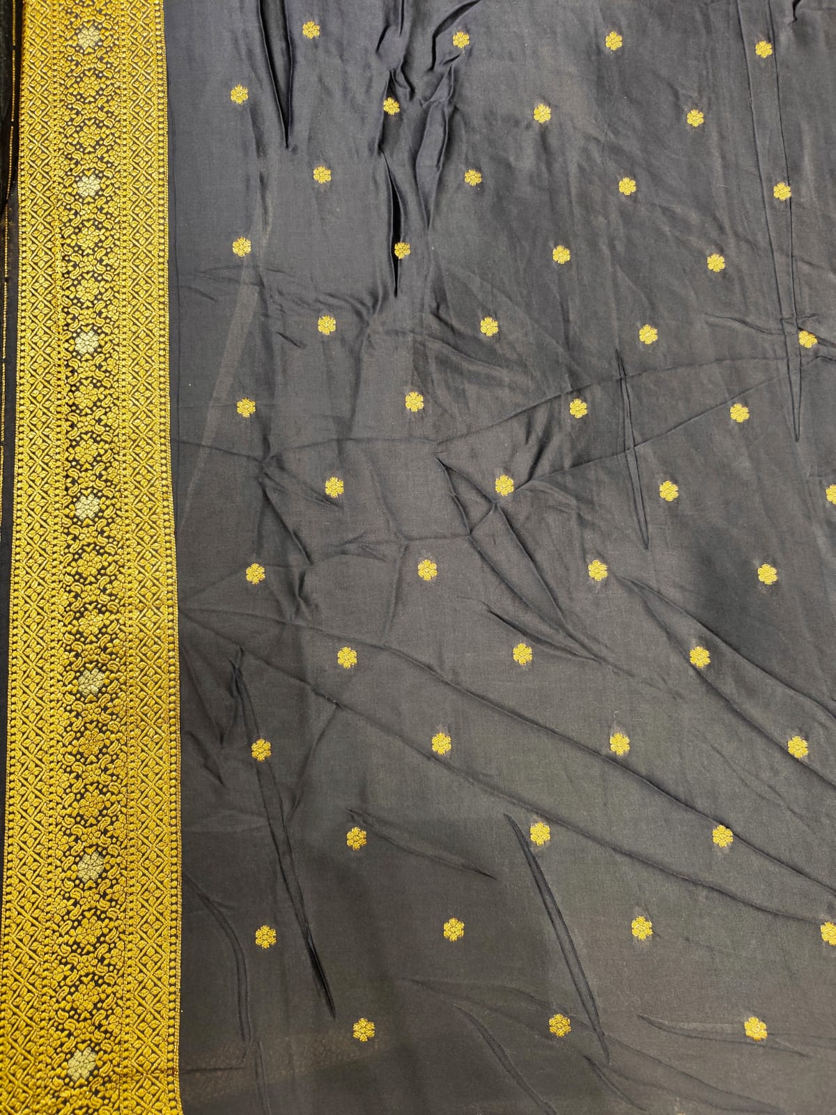 Navy Blue Semi Mashru Silk Sarees With Unstiched Blouse