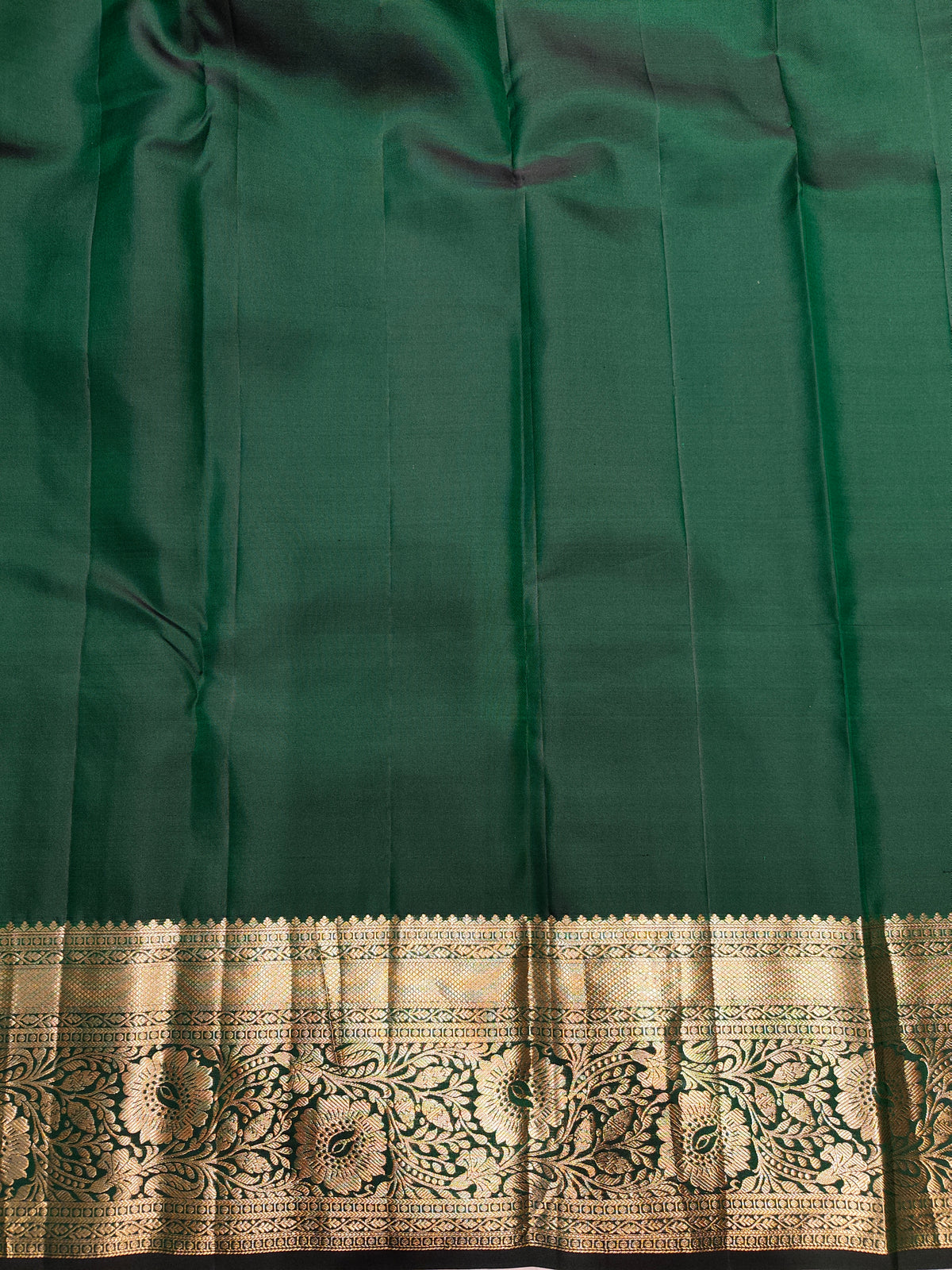 Forest Green Pure Kanjeevaram Silk Saree, With Unstiched Blouse