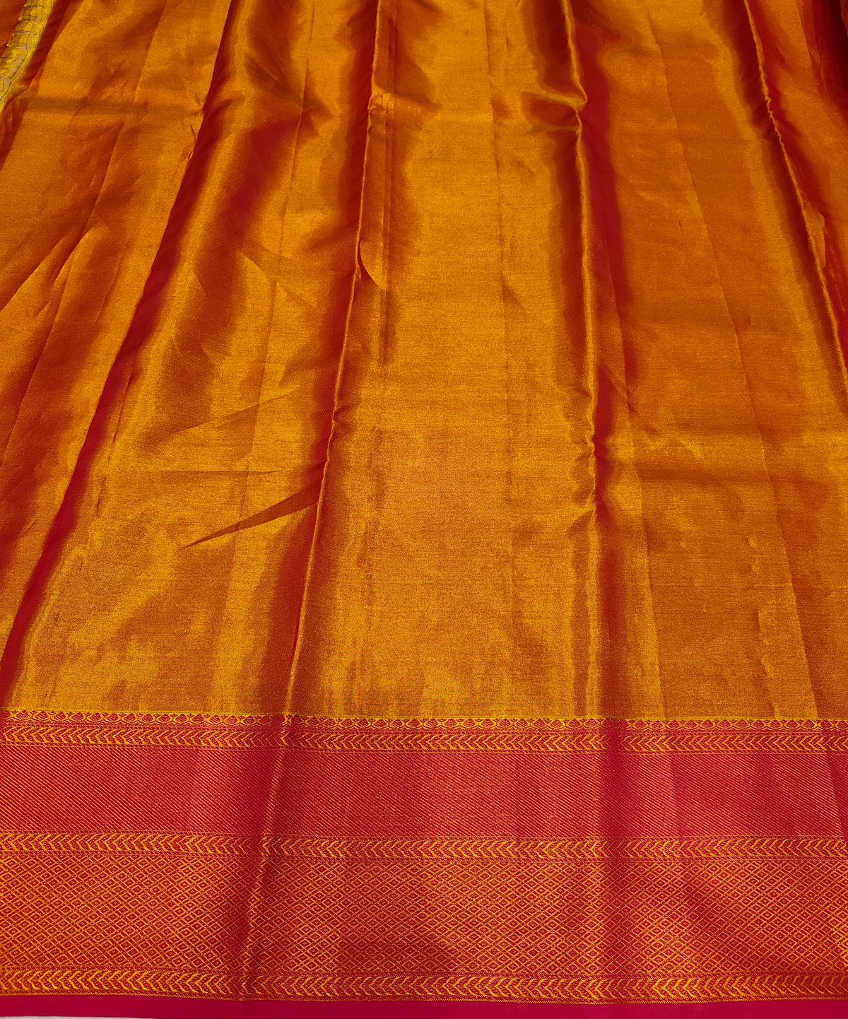 Golden Pure Kanjeevaram Silk Saree, With Unstiched Blouse