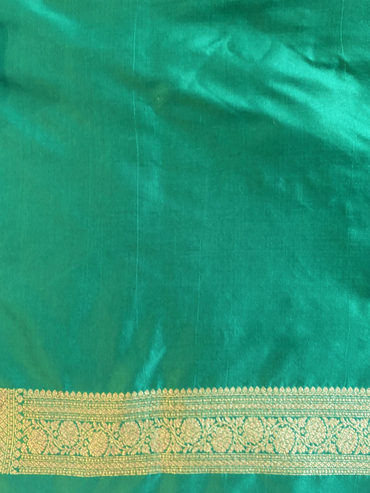 Green Semi Katan Brocade Silk Saree, With Unstiched Blouse