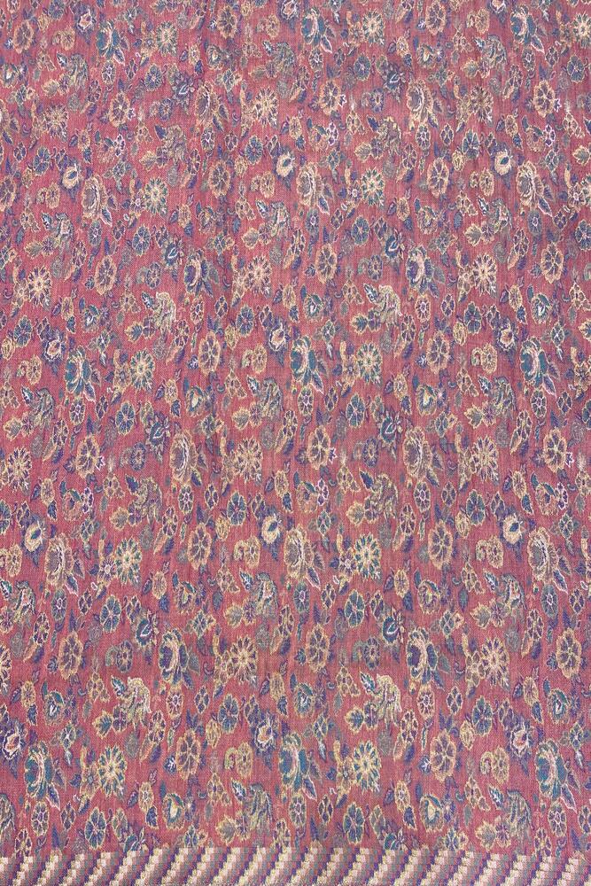 Cream Pure Kani Handloom Silk Saree With Floral Woven Blouse