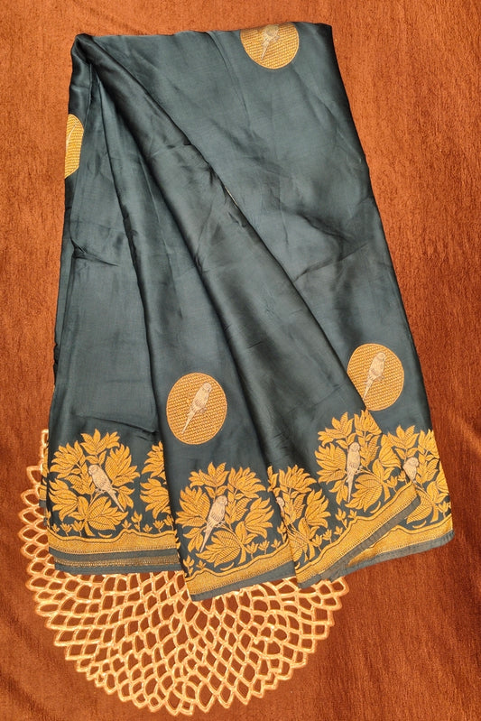 Deep Blue Semi Mashru Silk Sarees With Unstiched Blouse
