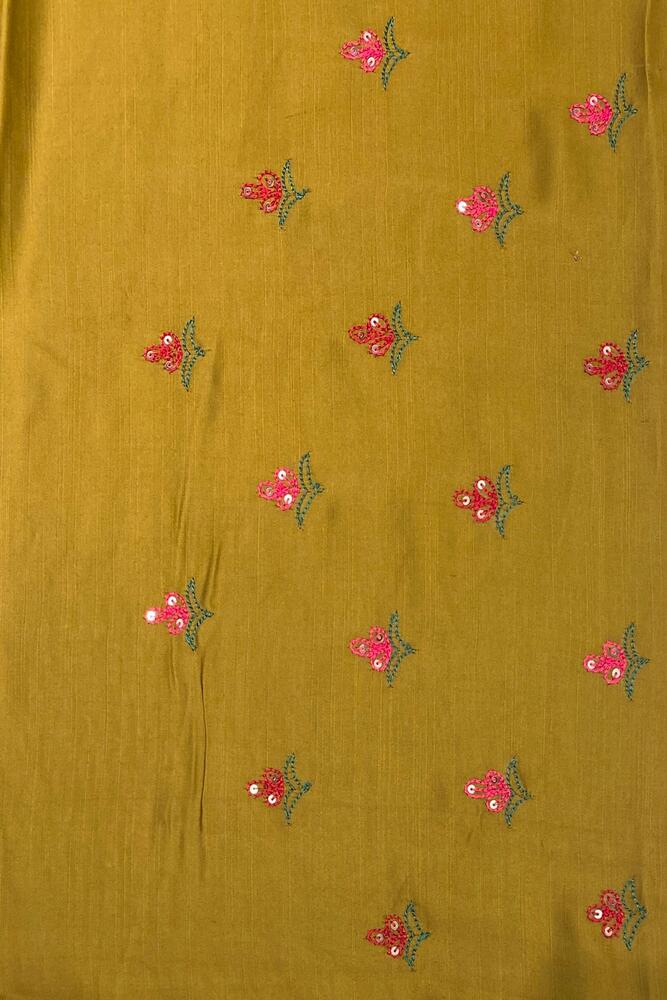 Lime Green Organza Silk Embroidery Saree, With Unstiched Blouse