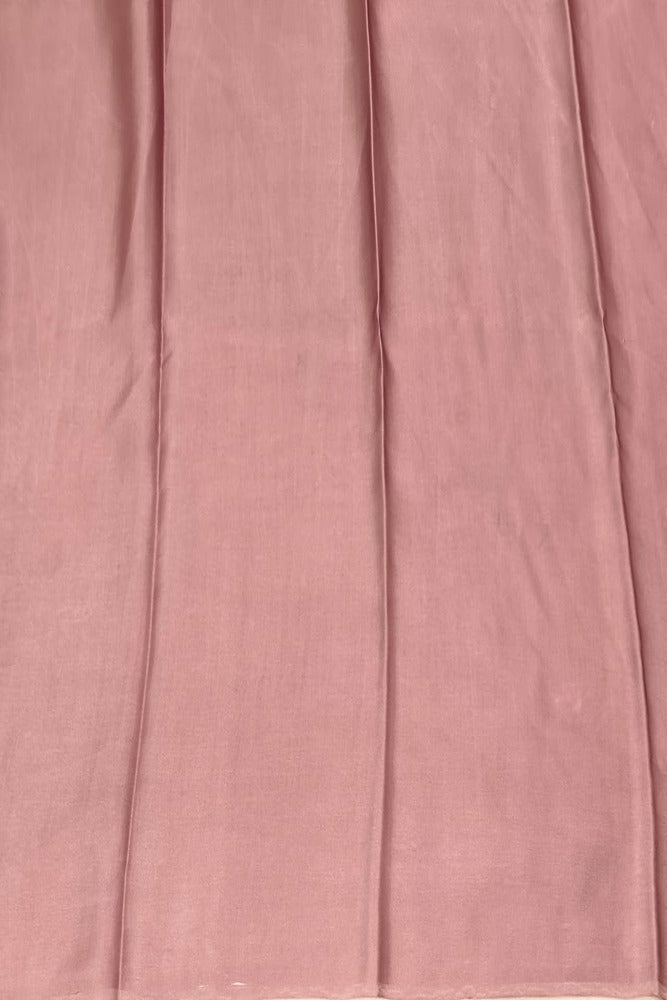 Dusty Rose Floral Printed Satin Crepe Saree, With Unstiched Blouse