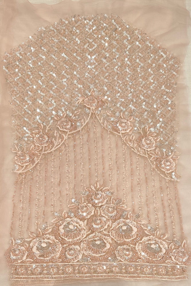 Light Peach Crush Silk Saree With Embroidery Border, With Unstiched Blouse