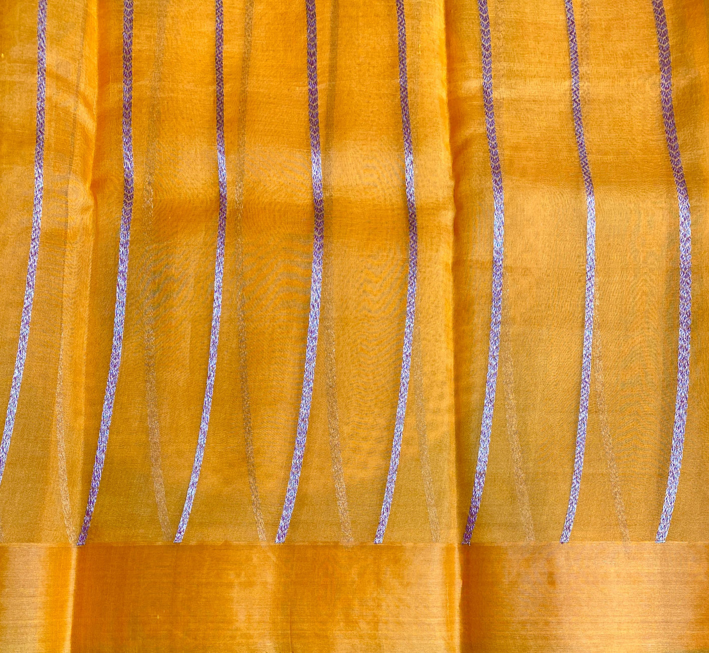 Mustard Yellow Kora Banarasi Silk Saree, With Unstiched Blouse