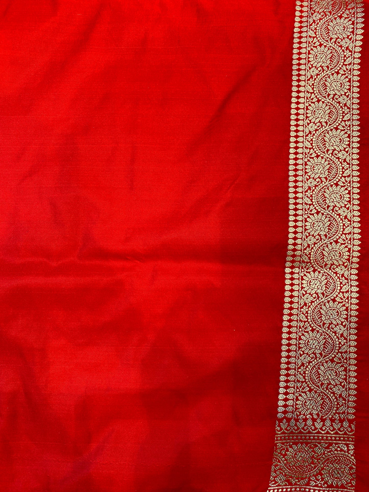 Cherry Red Semi Mashru Katan Silk Saree, With Unstiched Blouse