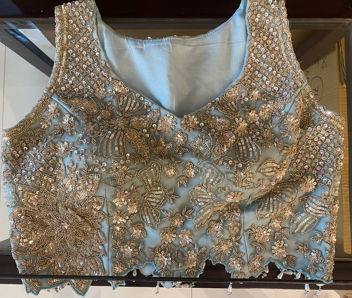 Light Firozi Organza Silk Embroidery Saree, With Readymade Blouse