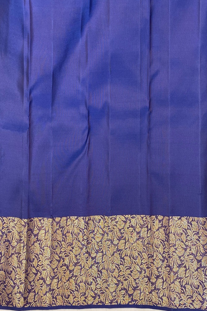 Orange pure Kanjeevaram silk saree with intricate traditional designs and matching unstiched blouse, by Saarang Sarees.