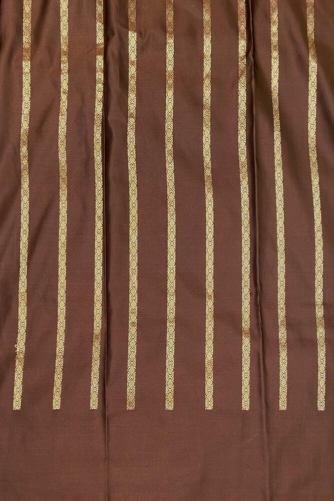 Coffee Mashru Silk Banarasi Handloom Saree, With Unstiched Blouse