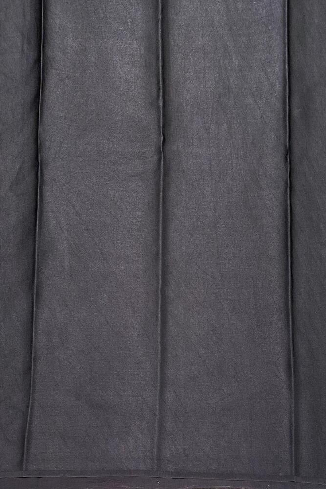Black Crepe Satin Printed Saree, With Unstitched Blouse