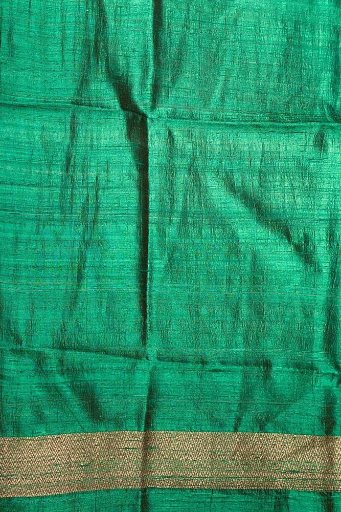 Maroon Pure Raw Tussar Banarasi Silk Saree, Hand Woven Motifs With Unstiched Blouse
